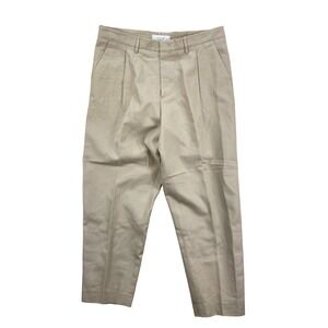 Nominee Men's 36 Pleated Dress Pants Beige Cotton Linen Blend‎ Italy